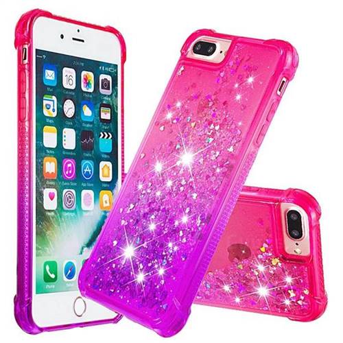 Rainbow Gradient Liquid Glitter Quicksand Sequins Phone Case for iPhone 6s Plus / 6 Plus 6P(5.5 inch) - Pink Purple