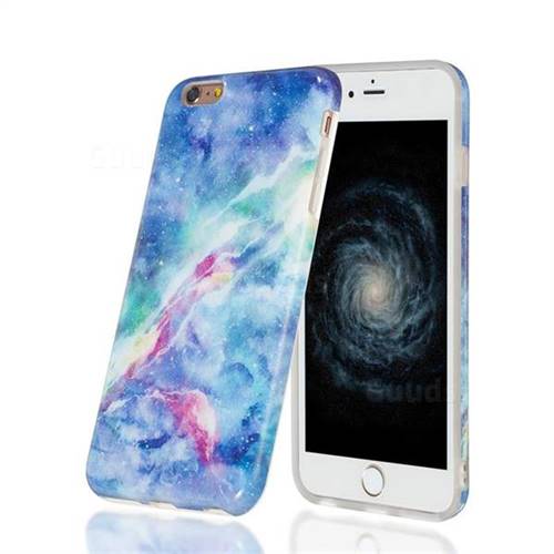 Blue Starry Sky Marble Clear Bumper Glossy Rubber Silicone Phone Case for iPhone 6s Plus / 6 Plus 6P(5.5 inch)