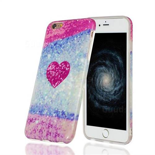 Glitter Rose Heart Marble Clear Bumper Glossy Rubber Silicone Phone Case for iPhone 6s Plus / 6 Plus 6P(5.5 inch)