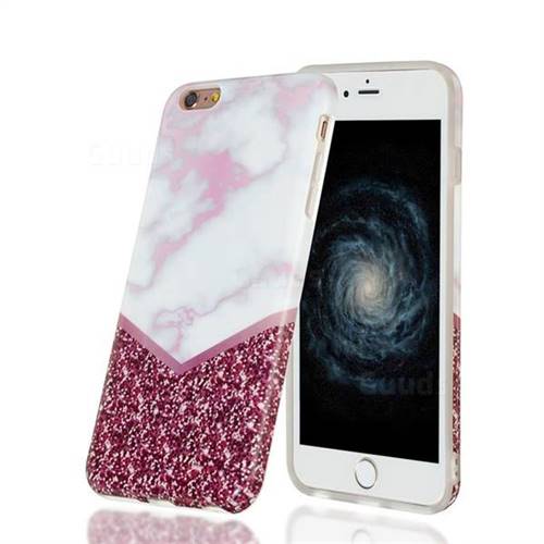 Stitching Rose Marble Clear Bumper Glossy Rubber Silicone Phone Case for iPhone 6s Plus / 6 Plus 6P(5.5 inch)