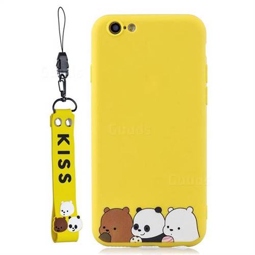 Machu Picchu Eed officieel Yellow Bear Family Soft Kiss Candy Hand Strap Silicone Case for iPhone 6s  Plus / 6 Plus 6P(5.5 inch) - TPU Case - Guuds