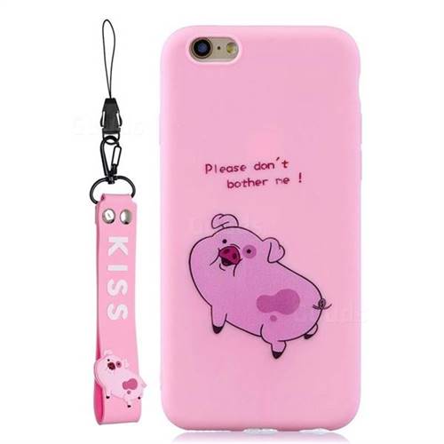 Pink Cute Pig Soft Kiss Candy Hand Strap Silicone Case For Iphone 6s Plus 6 Plus 6p 5 5 Inch Tpu Case Guuds