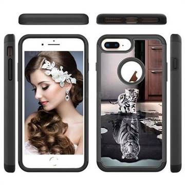Cat and Tiger Shock Absorbing Hybrid Defender Rugged Phone Case Cover for iPhone 6s Plus / 6 Plus 6P(5.5 inch)
