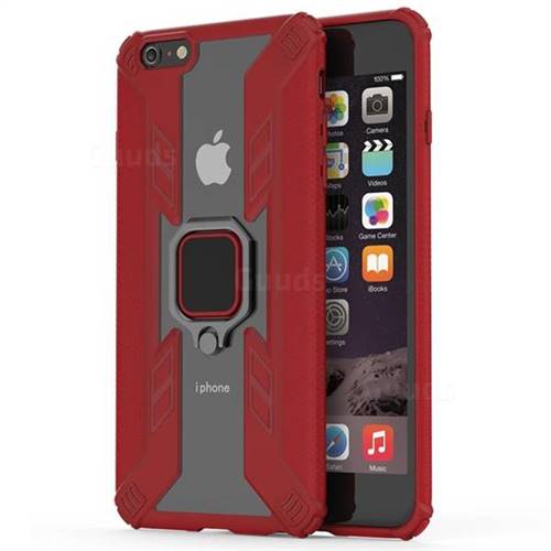 Predator Armor Metal Ring Grip Shockproof Dual Layer Rugged Hard Cover for iPhone 6s Plus / 6 Plus 6P(5.5 inch) - Red