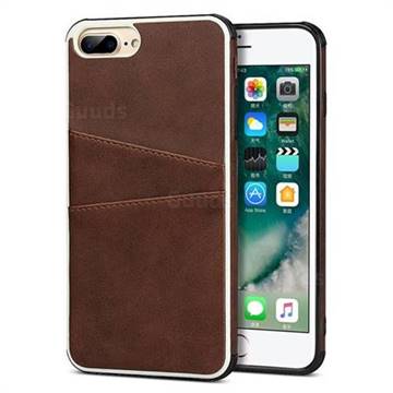 Simple Calf Card Slots Mobile Phone Back Cover for iPhone 6s Plus / 6 Plus 6P(5.5 inch) - Coffee