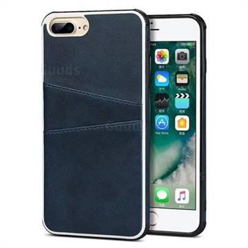 Simple Calf Card Slots Mobile Phone Back Cover for iPhone 6s Plus / 6 Plus 6P(5.5 inch) - Blue