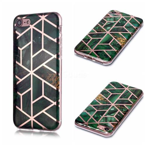 Green Rhombus Galvanized Rose Gold Marble Phone Back Cover for iPhone 6s Plus / 6 Plus 6P(5.5 inch)