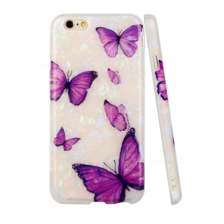 Purple Butterfly Shell Pattern Glossy Rubber Silicone Protective