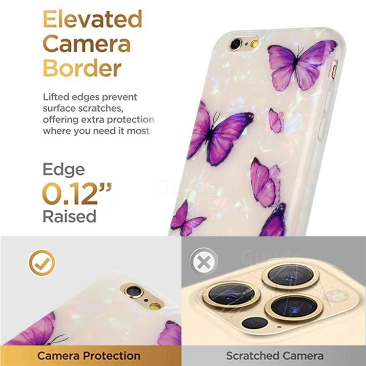 Purple Butterfly Shell Pattern Glossy Rubber Silicone Protective