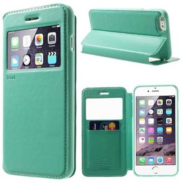 Roar Korea Noble View Leather Flip Cover for iPhone 6 Plus (5.5 inch) - Cyan