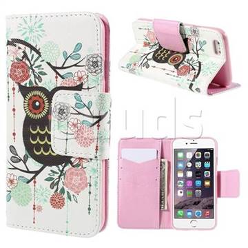 Cross Pattern Cute Owl Leather Wallet Case for iPhone 6 Plus (5.5 inch)