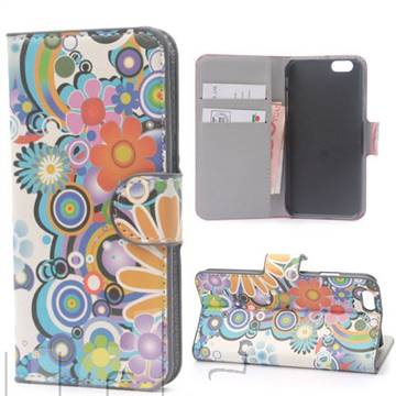 Colorful Sunflower Leather Wallet Case for iPhone 6 Plus (5.5 inch)