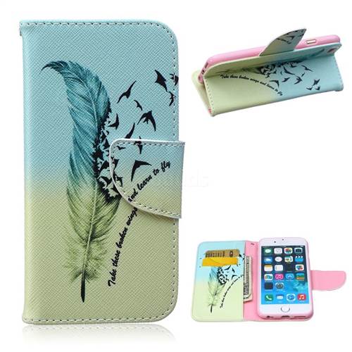 Feather Bird Leather Wallet Case for iPhone 6 Plus (5.5 inch)