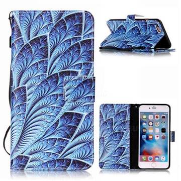 Blue Feather Leather Wallet Phone Case for iPhone 6s Plus / 6 Plus (5.5 inch)