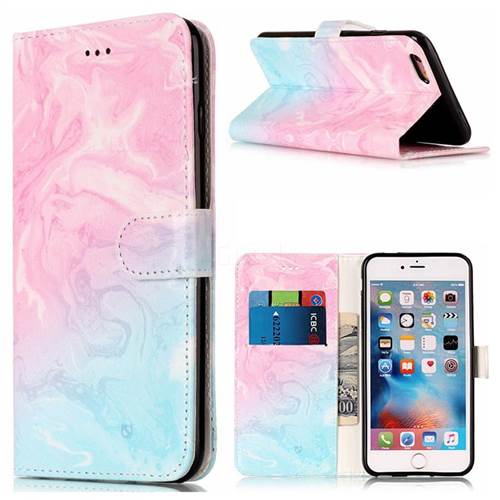 Pink Green Marble PU Leather Wallet Case for iPhone 6s Plus 6 Plus(5.5 inch)