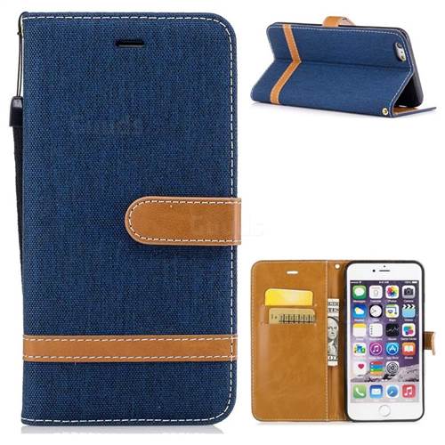 Jeans Cowboy Denim Leather Wallet Case for iPhone 6s Plus / 6 Plus 6P(5.5 inch) - Dark Blue