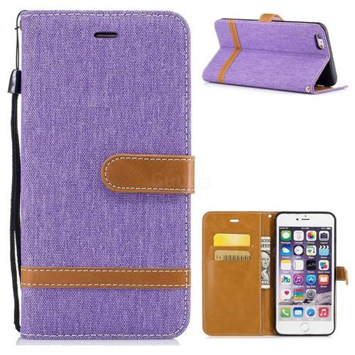 Jeans Cowboy Denim Leather Wallet Case for iPhone 6s Plus / 6 Plus 6P(5.5 inch) - Purple