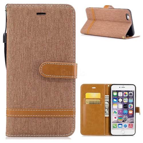 Jeans Cowboy Denim Leather Wallet Case for iPhone 6s Plus / 6 Plus 6P(5.5 inch) - Brown