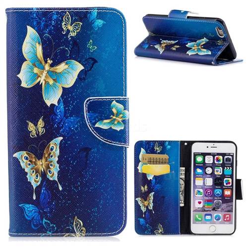 Golden Butterflies Leather Wallet Case for iPhone 6s Plus / 6 Plus 6P(5.5 inch)