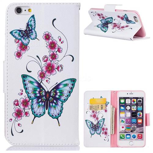 Peach Butterfly Leather Wallet Case for iPhone 6s Plus / 6 Plus 6P(5.5 inch)