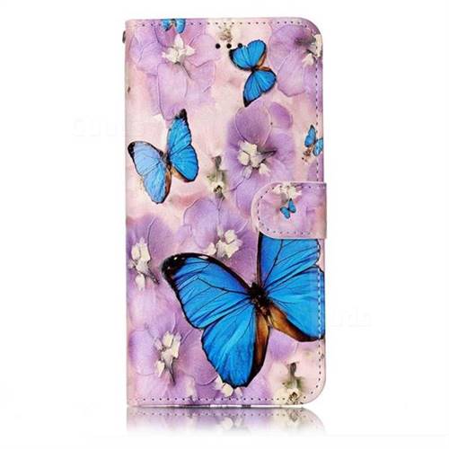 Purple Flowers Butterfly 3D Relief Oil PU Leather Wallet Case for ...