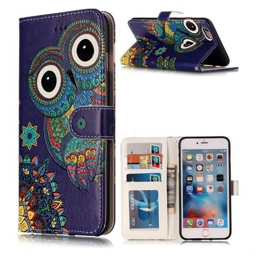 Folk Owl 3D Relief Oil PU Leather Wallet Case for iPhone 6s Plus / 6 Plus 6P(5.5 inch)