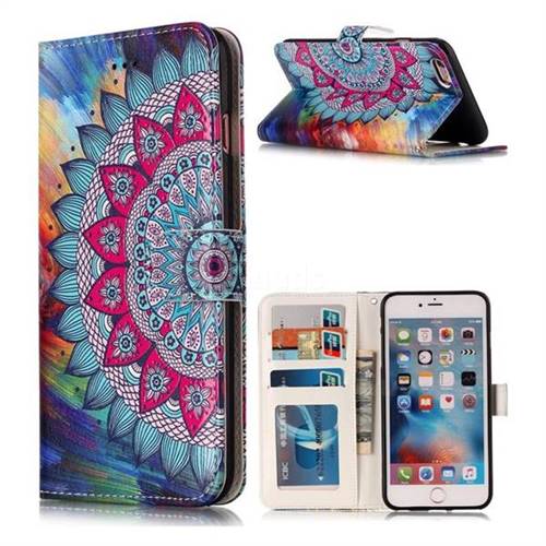 Mandala Flower 3D Relief Oil PU Leather Wallet Case for iPhone 6s Plus / 6 Plus 6P(5.5 inch)