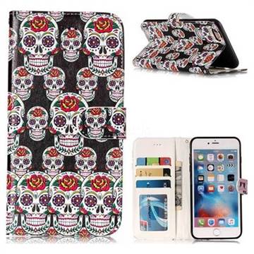 Flower Skull 3D Relief Oil PU Leather Wallet Case for iPhone 6s Plus / 6 Plus 6P(5.5 inch)