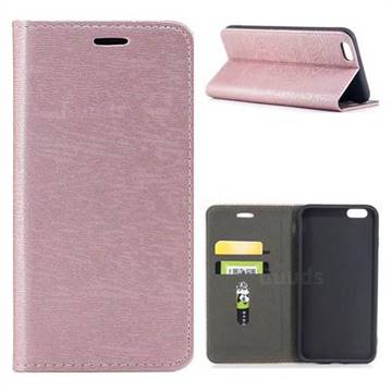 Tree Bark Pattern Automatic suction Leather Wallet Case for iPhone 6s Plus / 6 Plus 6P(5.5 inch) - Rose Gold