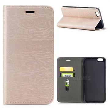 Tree Bark Pattern Automatic suction Leather Wallet Case for iPhone 6s Plus / 6 Plus 6P(5.5 inch) - Champagne Gold