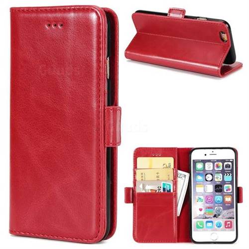 Luxury Crazy Horse PU Leather Wallet Case for iPhone 6s Plus / 6 Plus 6P(5.5 inch) - Red