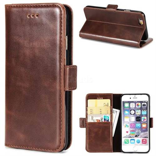 Luxury Crazy Horse PU Leather Wallet Case for iPhone 6s Plus / 6 Plus 6P(5.5 inch) - Coffee