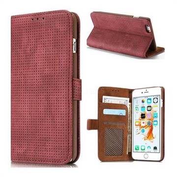 Luxury Vintage Mesh Monternet Leather Wallet Case for iPhone 6s Plus / 6 Plus 6P(5.5 inch) - Rose