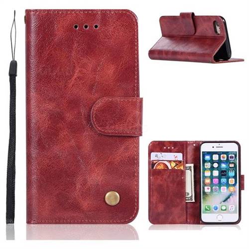 Luxury Retro Leather Wallet Case for iPhone 6s Plus / 6 Plus 6P(5.5 inch) - Wine Red
