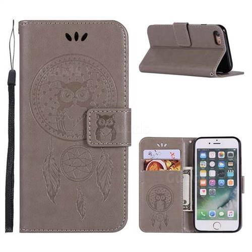 Intricate Embossing Owl Campanula Leather Wallet Case for iPhone 6s Plus / 6 Plus 6P(5.5 inch) - Grey