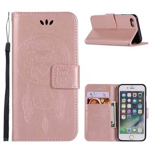 Intricate Embossing Owl Campanula Leather Wallet Case for iPhone 6s Plus / 6 Plus 6P(5.5 inch) - Rose Gold