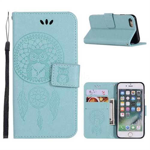 Intricate Embossing Owl Campanula Leather Wallet Case for iPhone 6s Plus / 6 Plus 6P(5.5 inch) - Green