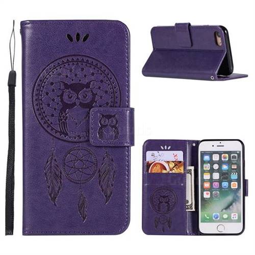 Intricate Embossing Owl Campanula Leather Wallet Case for iPhone 6s Plus / 6 Plus 6P(5.5 inch) - Purple