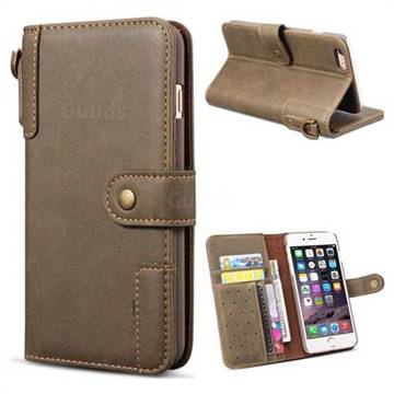 Retro Luxury Cowhide Leather Wallet Case for iPhone 6s Plus / 6 Plus 6P(5.5 inch) - Coffee