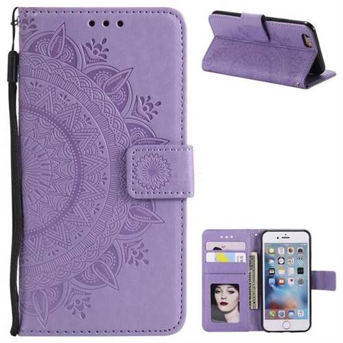 Intricate Embossing Datura Leather Wallet Case for iPhone 6s Plus / 6 Plus 6P(5.5 inch) - Purple