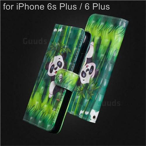 Climbing Bamboo Panda 3D Painted Leather Wallet Case for iPhone 6s Plus / 6 Plus 6P(5.5 inch)
