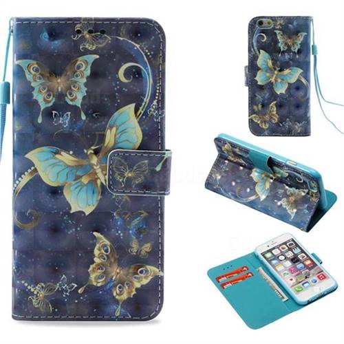 Three Butterflies 3D Painted Leather Wallet Case for iPhone 6s Plus / 6 Plus 6P(5.5 inch)
