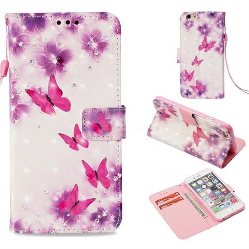 Stamen Butterfly 3D Painted Leather Wallet Case for iPhone 6s Plus / 6 Plus 6P(5.5 inch)