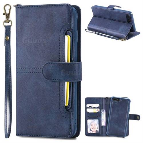 Retro Multi-functional Aristocratic Demeanor Detachable Leather Wallet Phone Case for iPhone 6s Plus / 6 Plus 6P(5.5 inch) - Blue