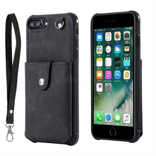 Retro Luxury Anti-fall Mirror Leather Phone Back Cover for iPhone 6s Plus / 6 Plus 6P(5.5 inch) - Black