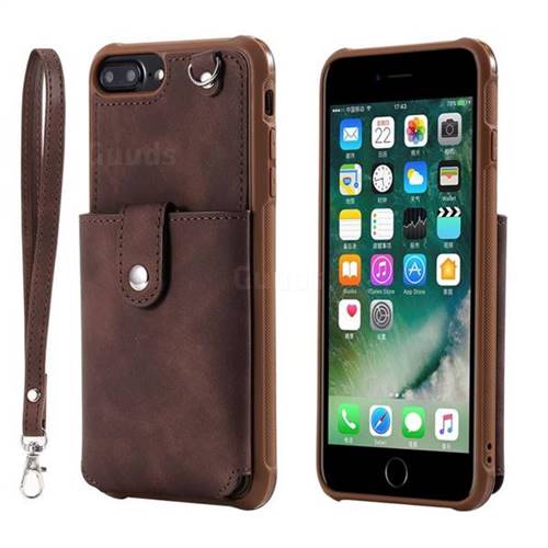 Retro Luxury Anti-fall Mirror Leather Phone Back Cover for iPhone 6s Plus / 6 Plus 6P(5.5 inch) - Coffee