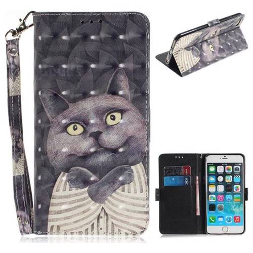 Cat Embrace 3D Painted Leather Wallet Phone Case for iPhone 6s Plus / 6 Plus 6P(5.5 inch)