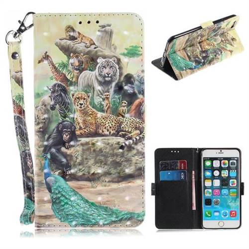 Beast Zoo 3D Painted Leather Wallet Phone Case for iPhone 6s Plus / 6 Plus 6P(5.5 inch)