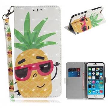 Pineapple Glasses 3D Painted Leather Wallet Phone Case for iPhone 6s Plus / 6 Plus 6P(5.5 inch)