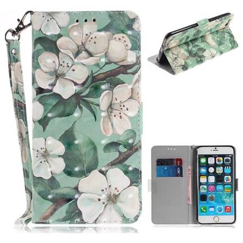 Watercolor Flower 3D Painted Leather Wallet Phone Case for iPhone 6s Plus / 6 Plus 6P(5.5 inch)